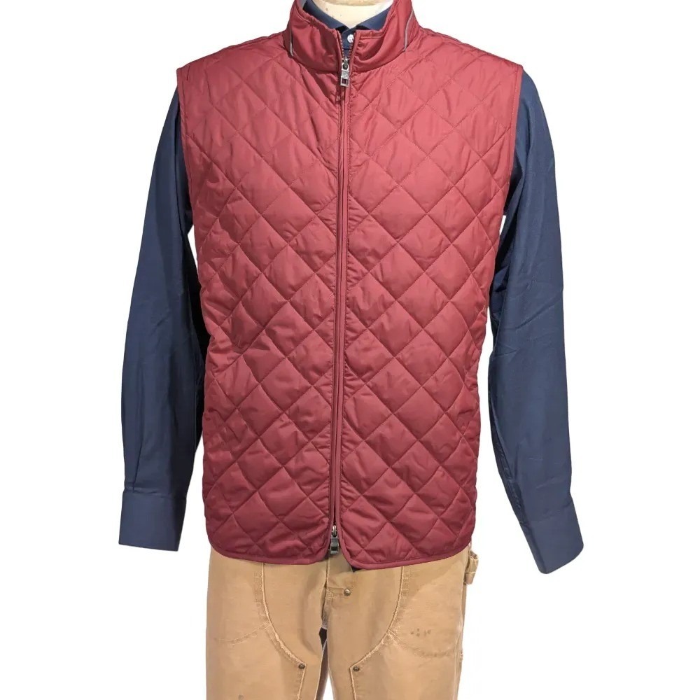 Peter Millar Crown Men's Essex Quilted Vest Burgundy Sz XL NWT $245